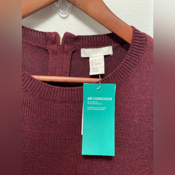 Burgundy Womens Sweater With Zipper By H&M Size L - Picture 2 of 6